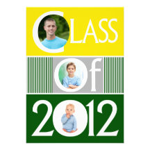 Yellow Green Multi Photo Graduation Invitation