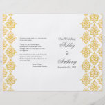 Yellow Grey Damask Foldable Wedding Program Custom Flyer