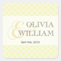 Yellow grey Moroccan tile ampersand modern wedding stickers
