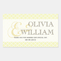 Yellow grey Moroccan tile ampersand wedding favour stickers