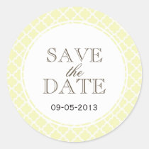 Yellow grey Moroccan tile SAVE THE DATE wedding stickers