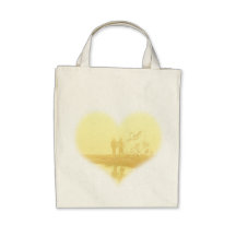 Yellow Heart Beach Wedding Tote Bags