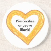 Yellow Heart Outline Beverage Coaster