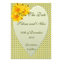 Yellow Heart Save the Date Custom Invites