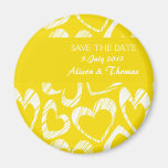 Yellow hearts 'Save the date' magnet