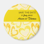 Yellow hearts 'Save the date' magnet