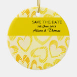 Yellow hearts 'Save the date' Ornament