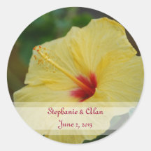 Yellow Hibiscus Wedding Stickers
