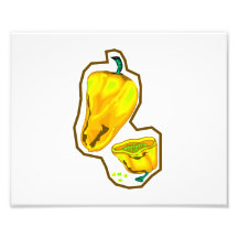 Yellow hot peppers one cut in half photo print