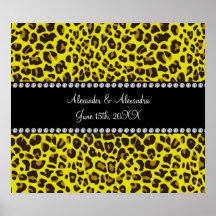 Yellow leopard wedding favors posters