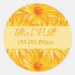 Yellow lilly rsvp stickers - customisable template