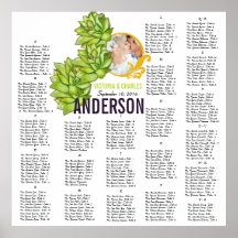 Yellow Lime Succulent Modern Typography Wedding Print