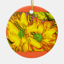 Yellow Metal Daisies Christmas Tree Ornament