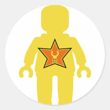 Yellow Minifig with Customize My Minifig Logo Round Sticker