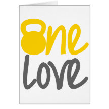 Yellow "One Love" Kettlebell Greeting Cards