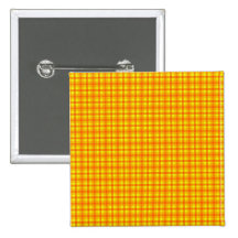 Yellow Orange and Red Retro Chequed Pattern Button