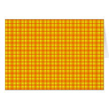Yellow Orange and Red Retro Chequed Pattern Greeting Cards