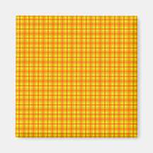 Yellow Orange and Red Retro Chequered Pattern Fridge Magnets