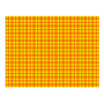 Yellow Orange and Red Retro Chequered Pattern Postcard