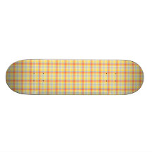 Yellow Orange Blue Grey Plaid Custom Skate Board