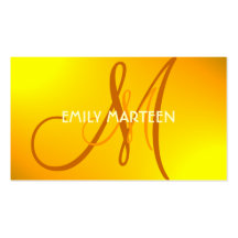 Yellow orange brown splash monogram custom cards business card template
