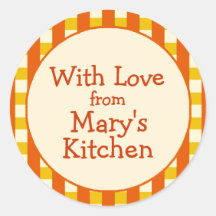 Yellow & Orange Chequered Border Canning Labels Stickers