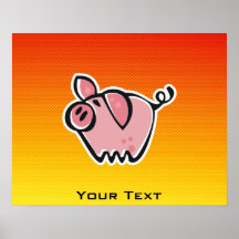 Yellow Orange Pig Poster