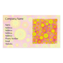 Yellow Orange & Pink Hippy Flower Pattern Business Card Templates