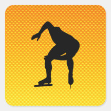 Yellow Orange Speed Skater Square Stickers