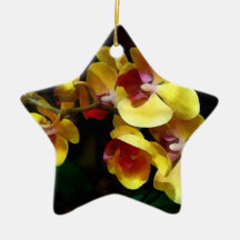 Yellow Orchids Shadow and Light Christmas Tree Ornaments