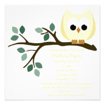Yellow Owl Baby Shower Invitation