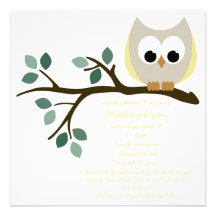 Yellow Owl Baby Shower Invitation