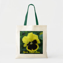 YELLOW PANSY FLOWER CANVAS BAGS