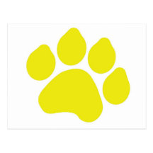 Yellow Paw Print Postcard
