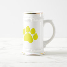 Yellow Paw Print Stein Coffee Mugs