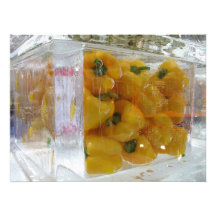 Yellow peppers in ice photographic print