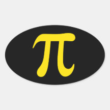 Yellow pi symbol on black background sticker