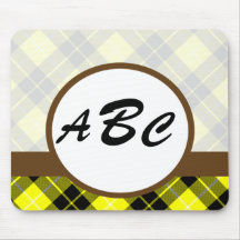 Yellow Plaid Custom Monogrammed Mouse Mats