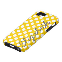 Yellow Polka Dot Pattern with Grey Name casemate cases