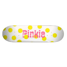 Yellow Polka Dot Pinkie Skateboard