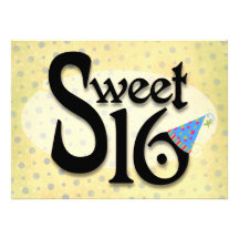 Yellow Polka Dot Sweet 16 Invitation