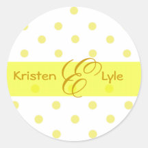 Yellow polka dots monogram stickers