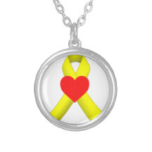 yellow ribbon with heart necklace