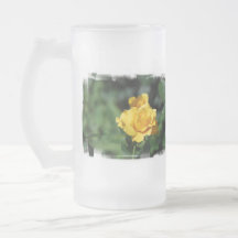 Yellow Rose Bud Frosted Beer Mug