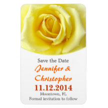 yellow rose elegant save the date magnets