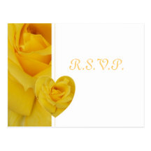 Yellow Rose Heart RSVP Postcard Insert