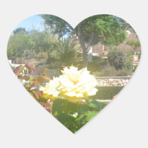 Yellow Rose. Heart Stickers