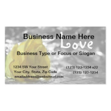 Yellow Rose On Left Side Silver Background Love Business Cards