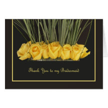Yellow Roses Bridesmaid Thank You Card