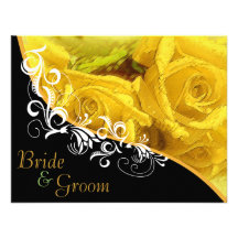 Yellow Roses - Flat 2 sided Wedding Invite B
